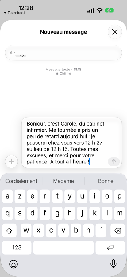 Un SMS de retard prêt à envoyer à un patient